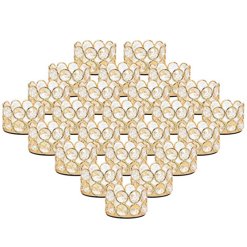 VINCIGANT Crystal Gold Votives Candle Holder Elegant Decorative Tealight Candle Holders for Weddings,Parties,Chirstmas,Gifts,Home Decor,Set of 24 - Image 1